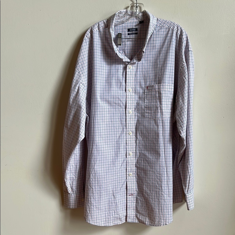 Izod Pink and Blue Casual Button Down Shirt